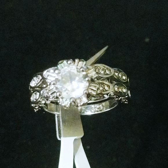 S925 2pc CZ wedding anniversary engagement set - Picture 2 of 14